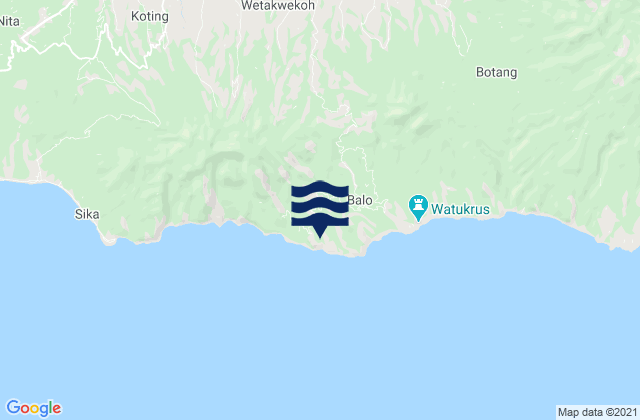 Mappa delle maree di Taranggatar, Indonesia