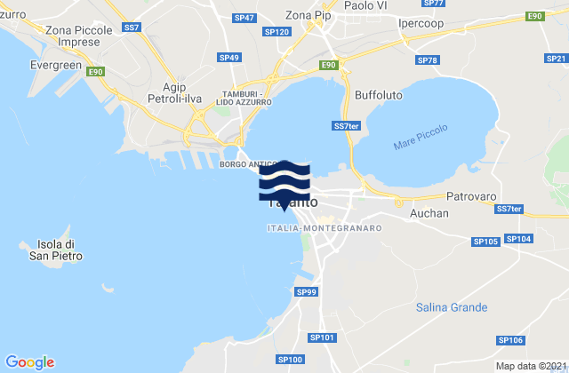 Mappa delle maree di Taranto, Italy