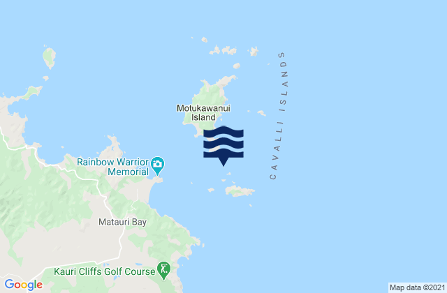 Mappa delle maree di Tarawera Island, New Zealand