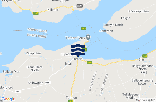 Mappa delle maree di Tarbert, Ireland