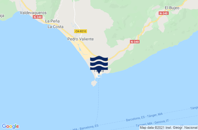 Mappa delle maree di Tarifa, Spain