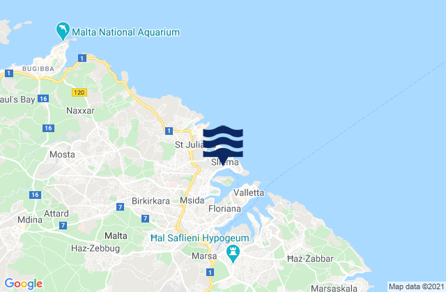 Mappa delle maree di Tas-Sliema, Malta