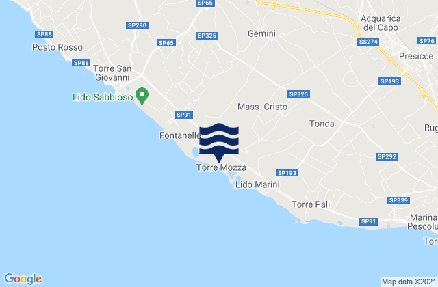 Mappa delle maree di Taurisano, Italy