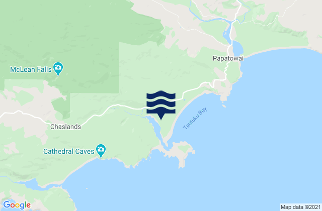 Mappa delle maree di Tautuku Beach, New Zealand