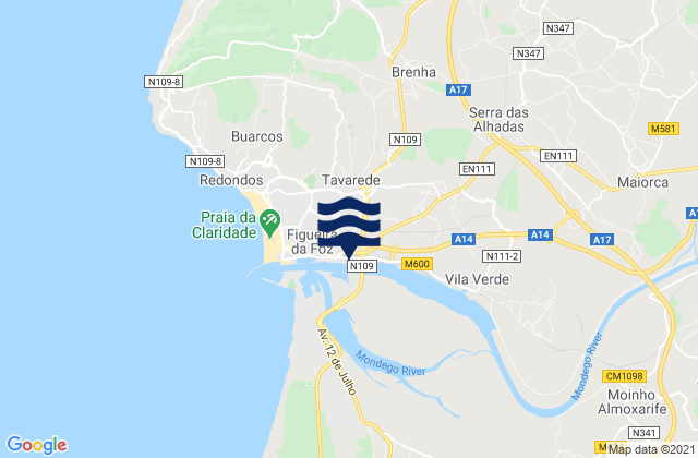 Mappa delle maree di Tavarede, Portugal