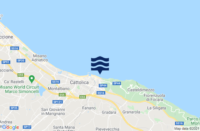 Mappa delle maree di Tavullia, Italy