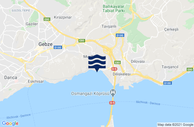 Mappa delle maree di Tavşanlı, Turkey