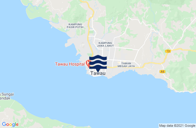 Mappa delle maree di Tawau, Malaysia