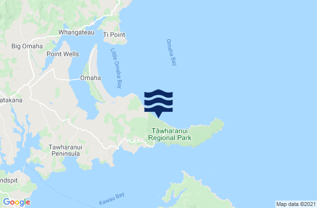 Mappa delle maree di Tawharanui Peninsula, New Zealand