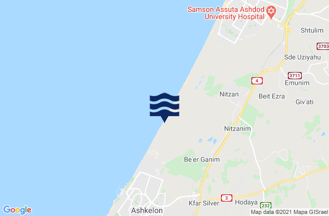 Mappa delle maree di Tayelet Ashkelon, Israel