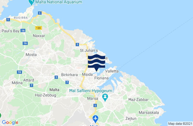Mappa delle maree di Ta’ Xbiex, Malta