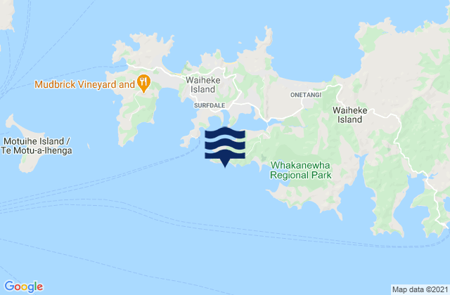 Mappa delle maree di Te Akau o Hine, New Zealand