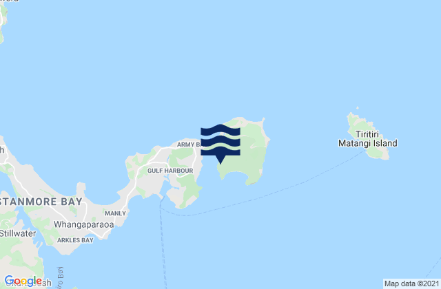 Mappa delle maree di Te Haruhi Bay, New Zealand