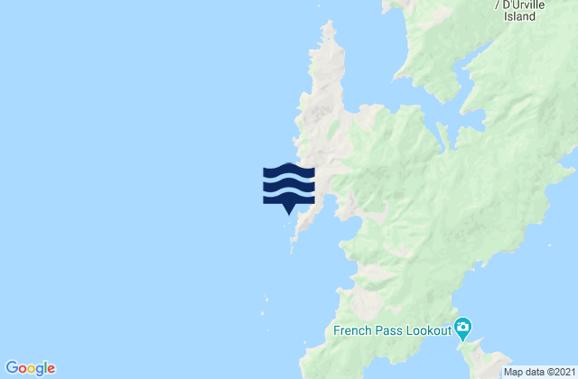 Mappa delle maree di Te Horo Island, New Zealand