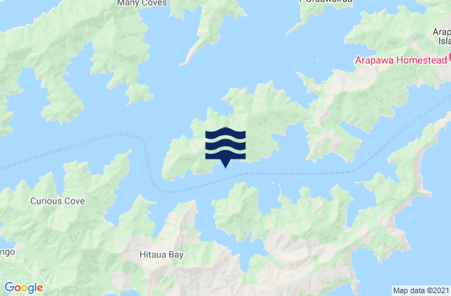 Mappa delle maree di Te Iro Bay, New Zealand
