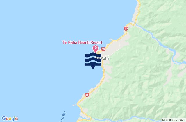 Mappa delle maree di Te Kaha, New Zealand