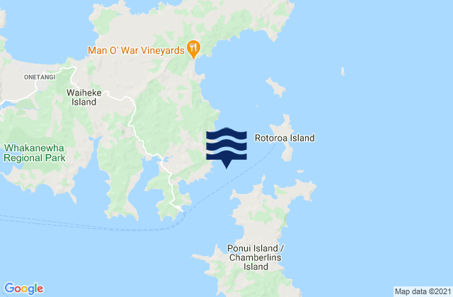 Mappa delle maree di Te Kawau Bay, New Zealand