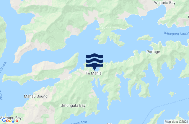 Mappa delle maree di Te Mahia Bay, New Zealand