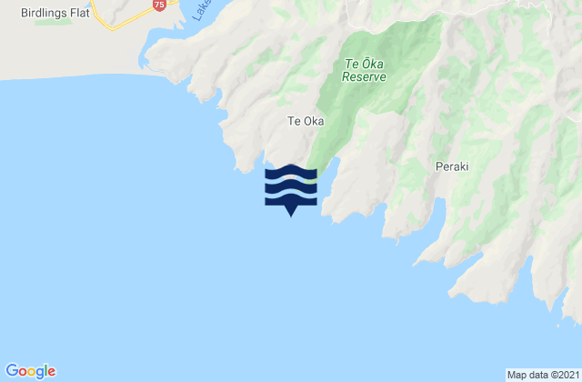 Mappa delle maree di Te Oka Bay, New Zealand