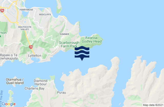 Mappa delle maree di Te Pohue/Camp Bay, New Zealand