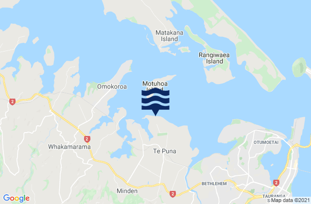 Mappa delle maree di Te Puna Beach, New Zealand