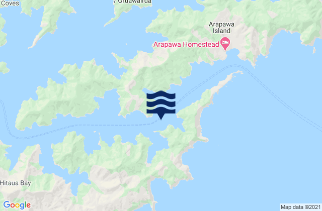 Mappa delle maree di Te Rua Bay, New Zealand