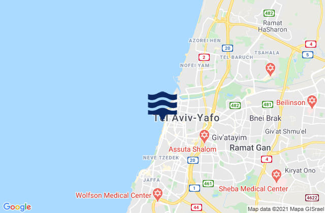 Mappa delle maree di Tel Aviv, Israel