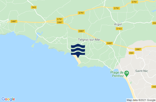 Mappa delle maree di Telgruc-sur-Mer, France