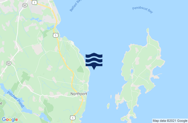 Mappa delle maree di Temple Heights NNE of W Penobscot Bay, United States
