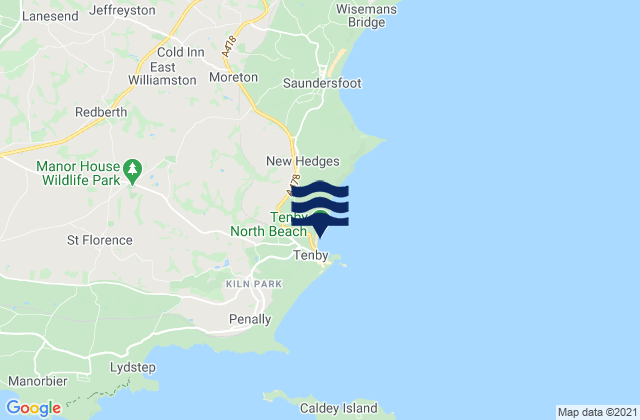 Mappa delle maree di Tenby (North Beach), United Kingdom