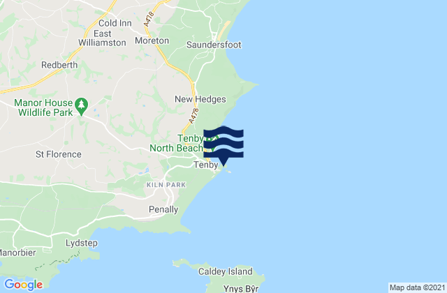 Mappa delle maree di Tenby Castle Beach, United Kingdom
