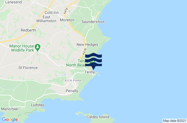 Mappa delle maree di Tenby North and Harbour Beach, United Kingdom