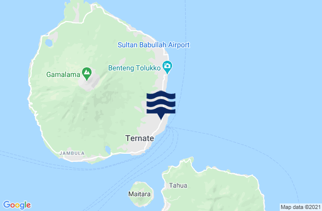 Mappa delle maree di Ternate Halmahera Island, Indonesia
