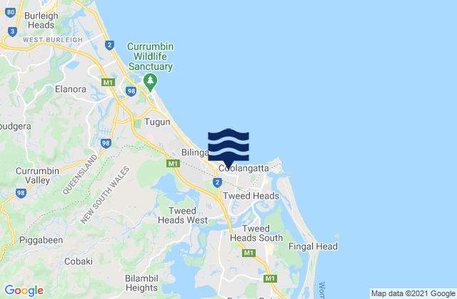 Mappa delle maree di Terranora Broadwater, Australia