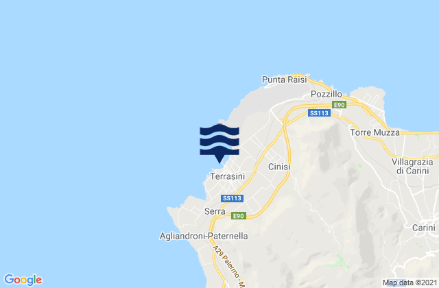 Mappa delle maree di Terrasini Favarotta, Italy