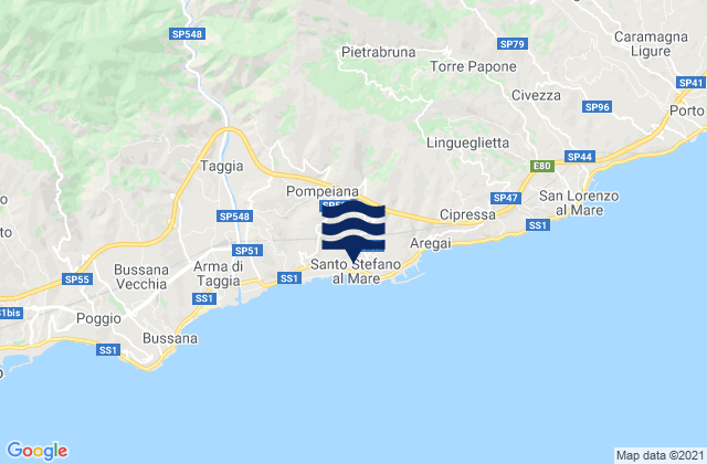 Mappa delle maree di Terzorio, Italy