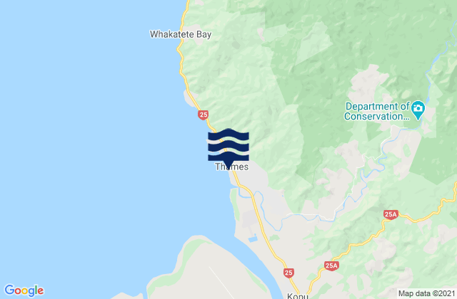 Mappa delle maree di Thames, New Zealand