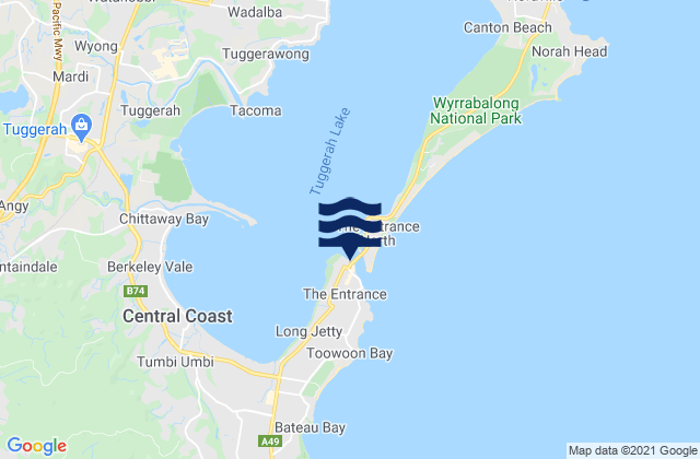 Mappa delle maree di The Entrance, Australia