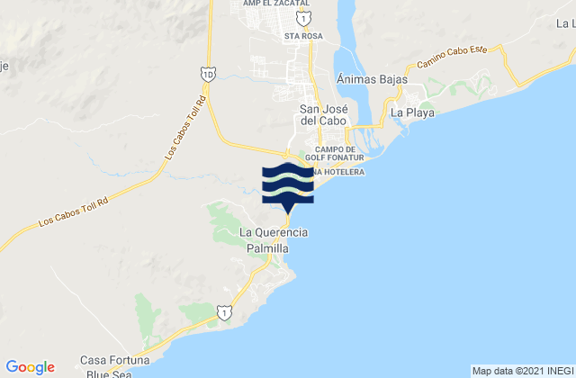 Mappa delle maree di The Rock-Costa Azul, Mexico