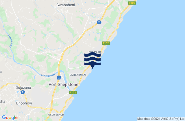 Mappa delle maree di The Spot, South Africa
