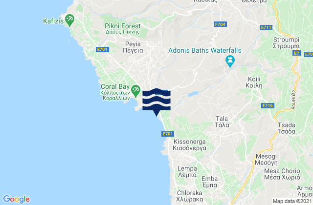 Mappa delle maree di Thelétra, Cyprus