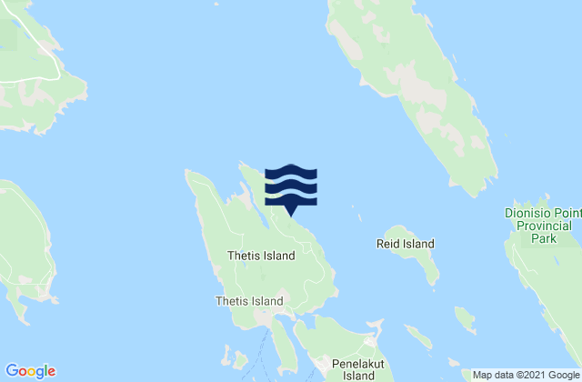 Mappa delle maree di Thetis Island, Canada