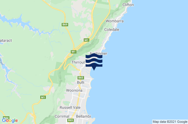 Mappa delle maree di Thirroul, Australia