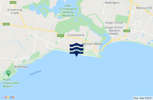 Mappa delle maree di Thirteenth Beach, Australia