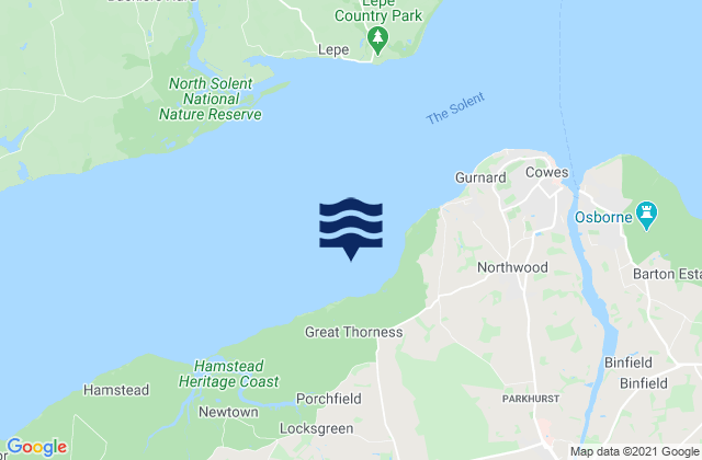Mappa delle maree di Thorness Bay, United Kingdom