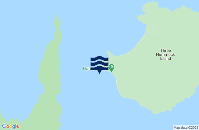 Mappa delle maree di Three Hummock Island, Australia