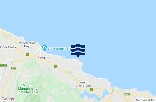 Mappa delle maree di Three Sisters, Australia
