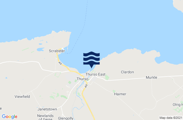 Mappa delle maree di Thurso East, United Kingdom
