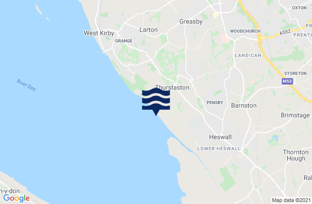 Mappa delle maree di Thurstaston Beach, United Kingdom