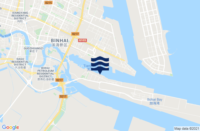 Mappa delle maree di Tianjin Xin Gang, China